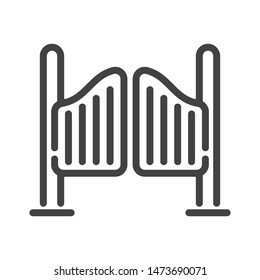 Saloon shutters outline icon. Vector illustration.