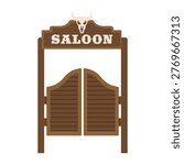 Saloon swinging doors isolated on white background. Vector stock