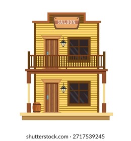 Saloon, Salvaje oeste. Clipart de Vector plano, ilustración con fondo aislado.