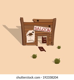 Saloon in the wild west. Vector game design for app