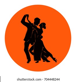 Salsa or argentine tango dancing couple man and woman in vector. International tango day