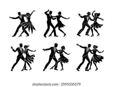 salsa dance move silhouette on white background