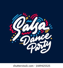 Fiesta de Baile Salsa con dibujo a mano. Puede utilizarse como signo, ilustración, logotipo o afiche.
