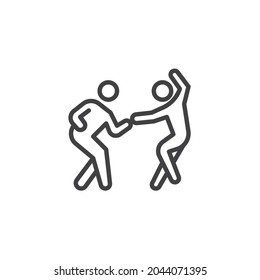 Salsa dancers line icon. linear style sign for mobile concept and web design. Couple dancing salsa outline vector icon. Symbol, logo illustration. Vector graphics