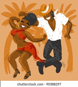 Salsa dancers in vector