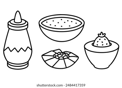 Salsa delicate line art vintage food illustration style