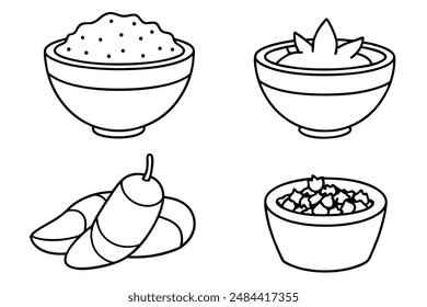 Salsa hand-sketched line art food illustration style