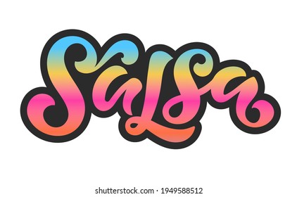 Salsa lettering vector illustration for logo design, banners, tags and announcements. Hand-drawn calligraphy in trendy colors on white background.