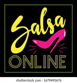 Salsa Online - text with high heel shoe.
