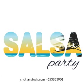 Salsa party illustration with palms