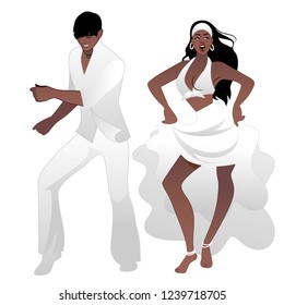 Salsa Party Time. Young couple dancing latin music: salsa, merengue, mambo, bachata