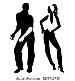 Salsa Party Time. Young couple dancing latin music: salsa, merengue, mambo, bachata