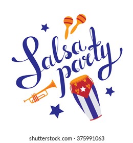 Salsa party vector lettering for poster 