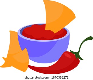 Salsa-Sauce, Illustration, Vektorgrafik auf weißem Hintergrund.