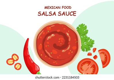 Salsa sauce with ingredients. Mexican food.