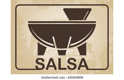 Salsa - traditional mexican sauce with nachos - vector