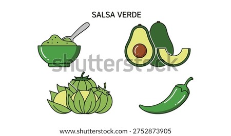 Salsa Verde Line art vector minimal geometric abstract color illustration