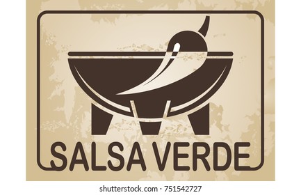 Salsa verde - traditional green mexican sauce - vector