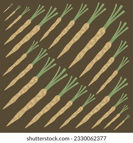 Salsify root flat vector illustration. Cute raw fresh vegetable salsify root ingredient cartoon vector illustration for graphic design and decorative element