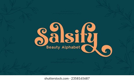 Salsify Typeface: A Symphony of Elegance and Dynamic Design.  Alphabet a to z display. Vector illustration