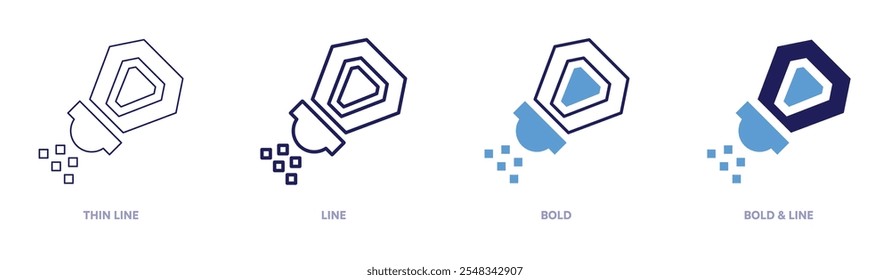Salt bottle icon in 4 different styles. Thin Line, Line, Bold, and Bold Line. Duotone style. Editable stroke.