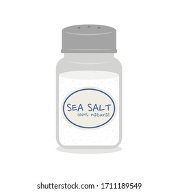 Vector de botella de sal aislado en fondo blanco. 