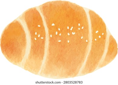 salt bread watercolor illustration bakery food