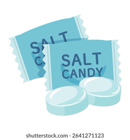 Salt Candy Illustration - Blue Wrapped Electrolyte Sweets for Summer Hydration
