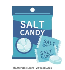 Salt Candy Package with Wrapped Sweets and Tablet Illustration - Electrolyte Candy for Summer Hydration