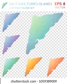 Salt Cay, Turks Islands geometric polygonal, mosaic style island maps collection. Interesting low poly style, modern design for infographics or presentation.