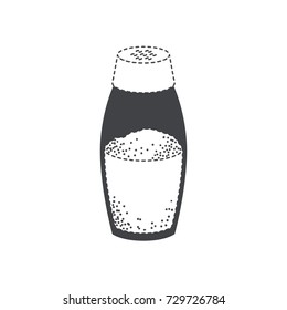 salt container black silhouette and dotted contour vector illustration