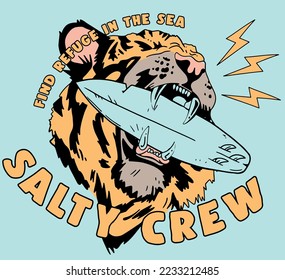 salt crew tiger graphic illustration vector