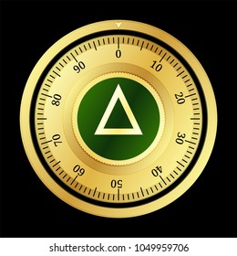 SALT (SALT) cryptocurrency safe lock. Eps10 vector illustration isolated on black background.