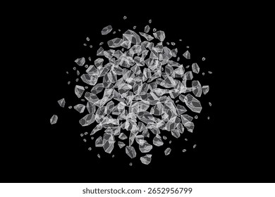 Salt crystals exploding on black background