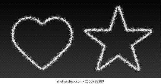 Salt frame, sugar powder border, flour powder in heart and star shapes