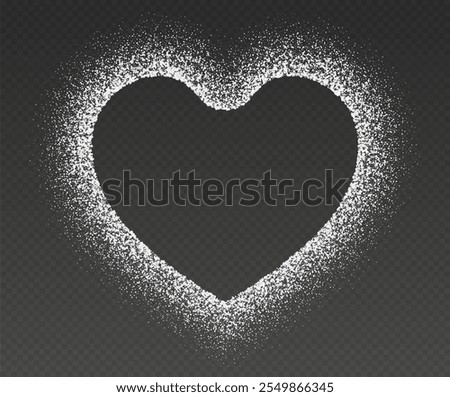 Salt frame, sugar powder border, flour powder in heart shape.