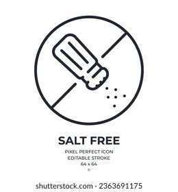 Salt free editable stroke outline icon isolated on white background flat vector illustration. Pixel perfect. 64 x 64.