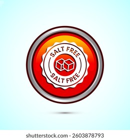 Salt free icon design illustration. No salt sign symbol, Sodium free icon, Orange color round button design