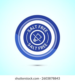 Salt free icon design illustration. No salt sign symbol, Sodium free icon, Blue color button design