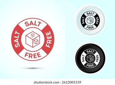 Salt free icon design illustration. No salt sign symbol, Sodium free icon in color black and white