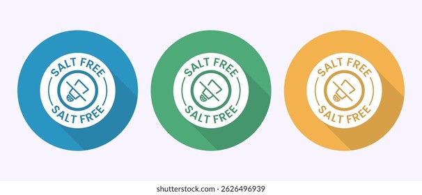 Salt free icon design illustration. Sodium free icon, No salt sign symbol in shadow button design