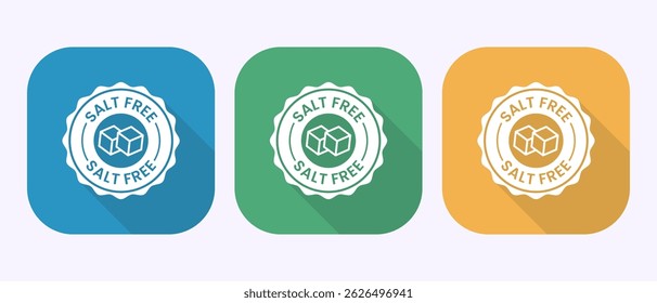 Salt free icon design illustration. Sodium free icon, No salt sign symbol in shadow button design