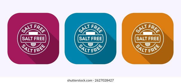 Salt free icon design illustration. Sodium free icon, No salt sign symbol in shadow button design