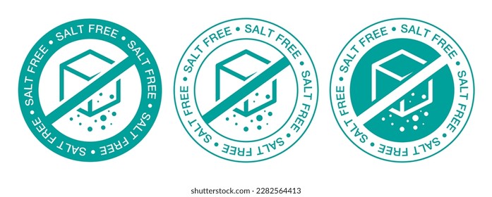 Salt free or no salt added food product dietary label. Packaging badges design, vector illustration.