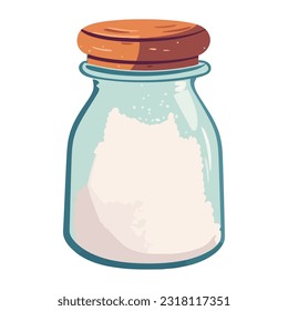 salt in glass jar with label icon isolated