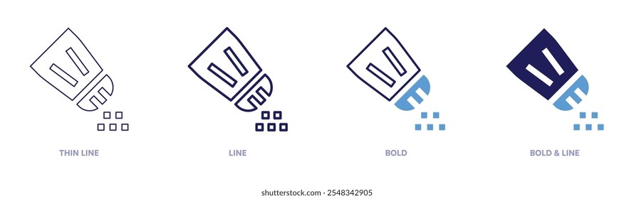 Salt icon in 4 different styles. Thin Line, Line, Bold, and Bold Line. Duotone style. Editable stroke.