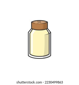 Icono de sal con estilo de dibujos animados. Icono para diseño web, aplicaciones, pegatinas, banner, afiches, uso de impresión y parte del logo.