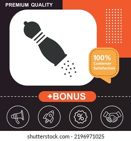 salt icon. With orange and black background