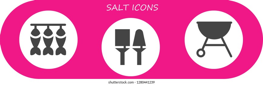  salt icon set. 3 filled salt icons. Simple modern icons about  - Dried fish, Utensils, Grill