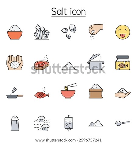 Salt icon set in color line style